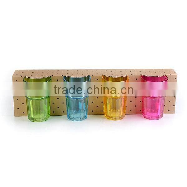 12.5oz bar drinking glass colorful water cup gift set high quality octagon cup