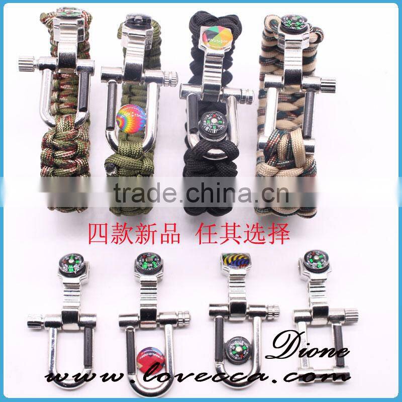 Newest Multifunctional Paracord Survival Bracelet with scraper/fire flint/bottle opener/compass