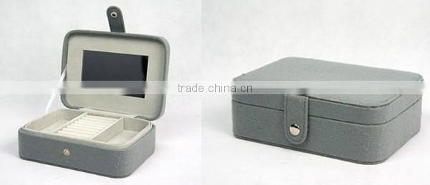 Elegant Felt Jewelry Box For Rings Necklace With Mirror