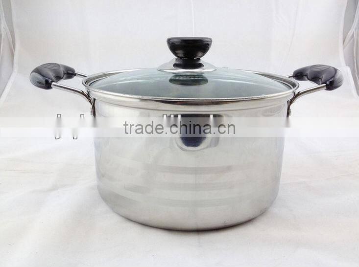 Large size stainless steel cookware set with metal lid