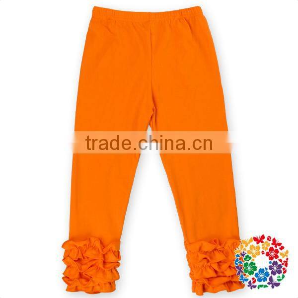 Aqua solid cotton baby kids girls ruffle pants wholesale icing pants