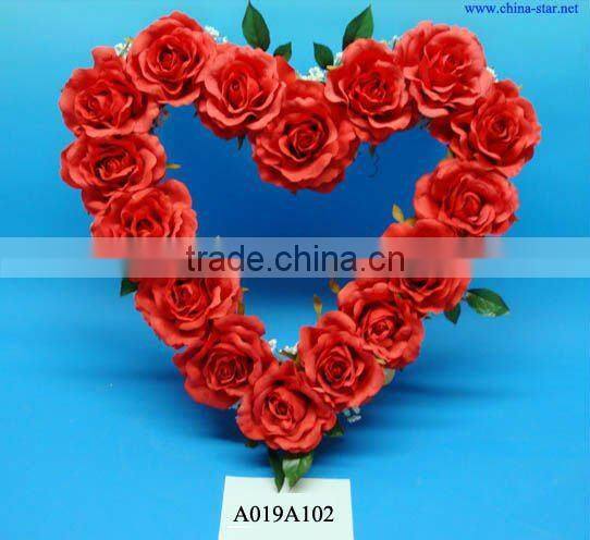wedding rose wreath with heart shape