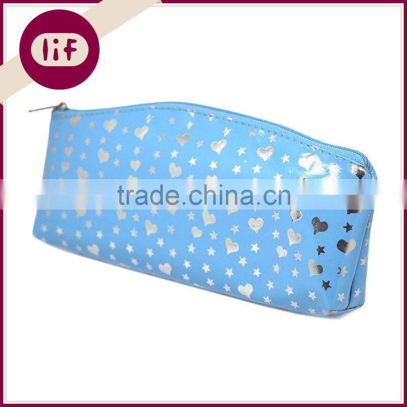 Chic Pencil Case with Heart, Novelty Pencil bag with Heart Printing, Candy Color Pencil Bag with Heart Printing