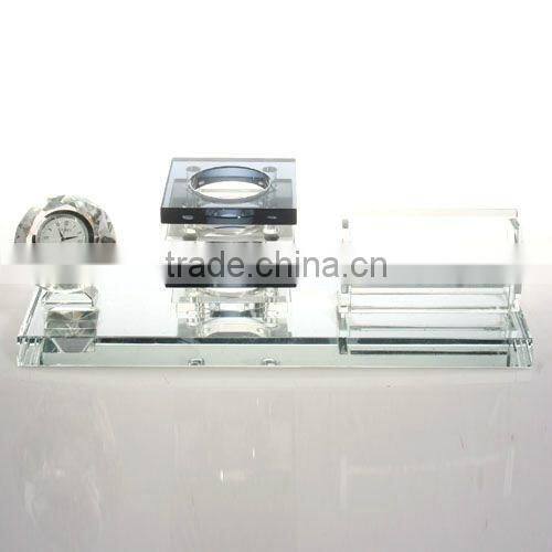 clear crystal office stationery table set with clear pen holder