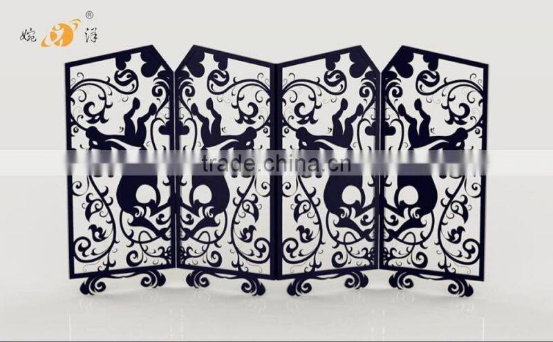 Simple stylish bedroom hollow folding personality metal screen
