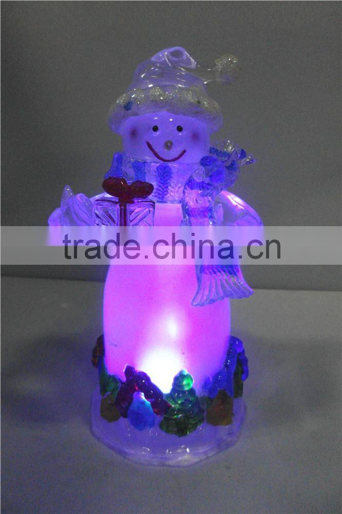 Flashing LED color changing small acrylic snowman