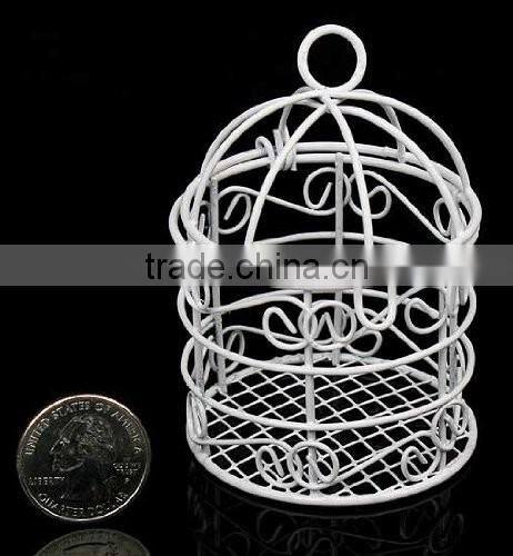 Cheap Garden Wedding Party Decorations Crafts Small White Metal Bird Cage