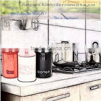 Powder coated metal kitchen storage jar container set of 3