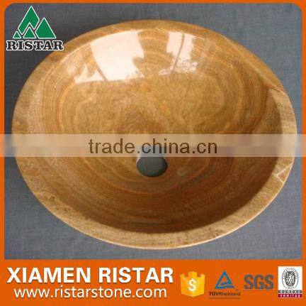 Cheap yellow marble stone bathroom basins and stone sinks RST-RB003