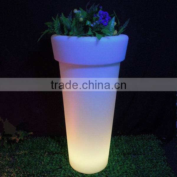 Plastic white PE illuminated outdoor furniture, illuminated led flower pot, glowing led ice bucket