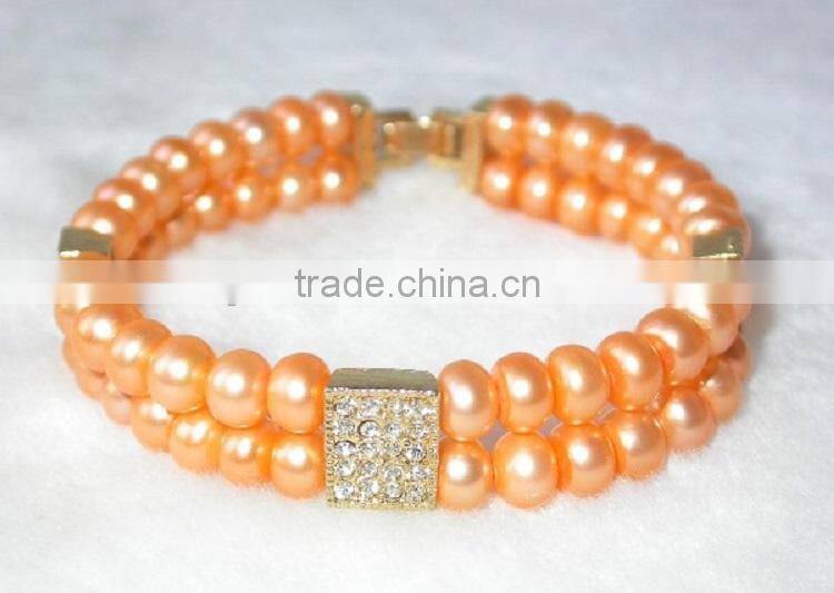 price 7-8 mm button shape pink freshwater pearl bracelet