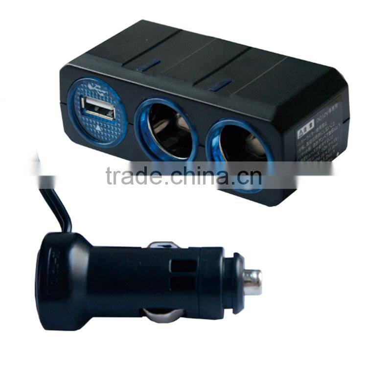 Electronic cigarette car Charger 2 sockets with USB port cigarette lighter Car cigarette socket