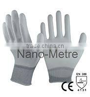 NMSAFETY half coated gloves navy nylon/ polyester coated black pu workplace safety gloves
