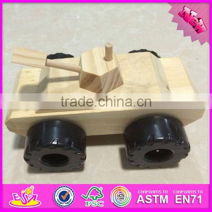2016 hot sale DIY painted wooden toy tank W03A082