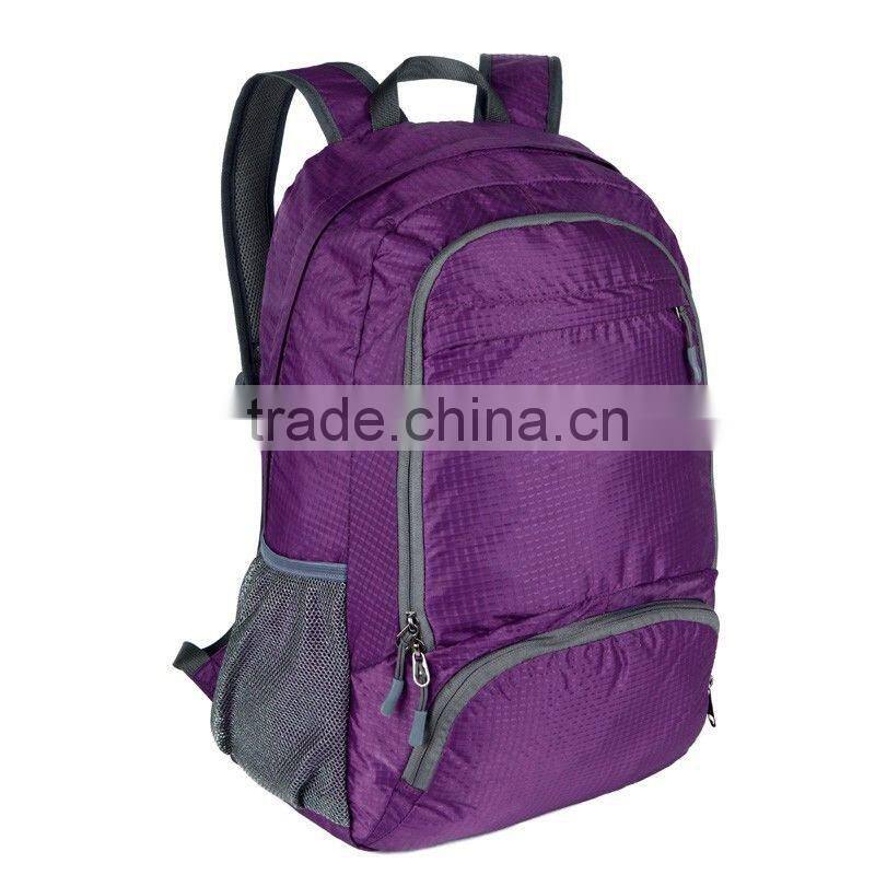 2015 New Design Fashion Light weight Fold Up Promotional Waterproof Foldable Backpack