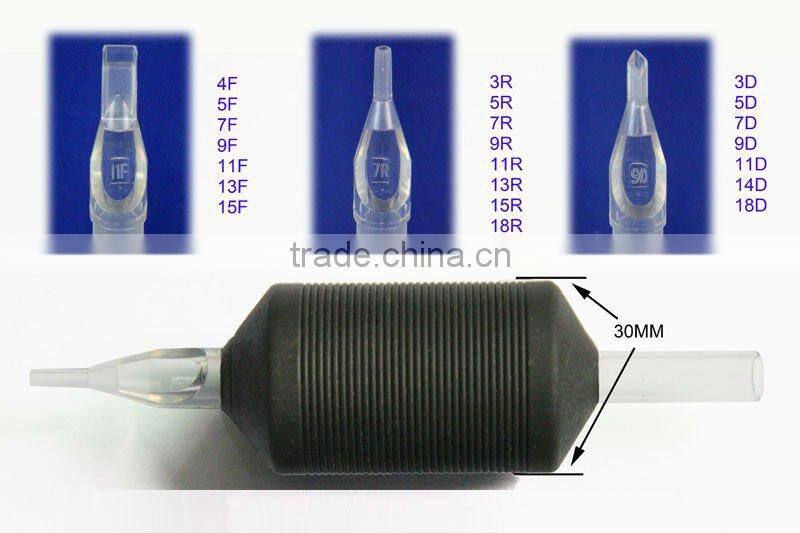 20PCS Prime Tattoo Tube - 1" Black Sterile Disposable Tattoo Grips with Clear Tip