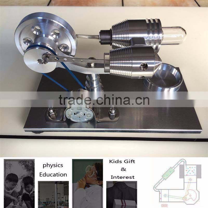 Stainless steel Mini Hot Air Stirling Engine Motor Model Educational Toy Kits
