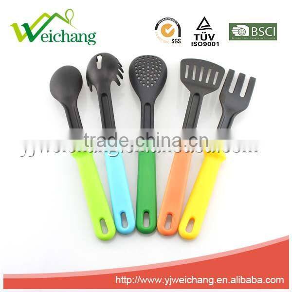 WCKT602D Premium kid kitchen tools Nylon utensils SLOTTED TURNER Cooking Utensil Gadgets Set with PP handle (Multi-color)