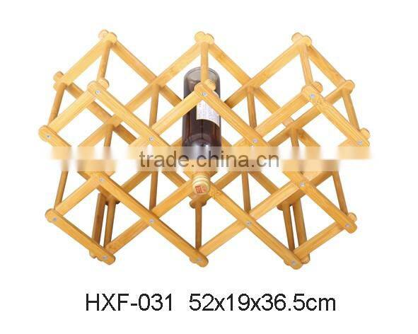 Foldable Bamboo Wine Rack - Can Hold Up To 10 Bottles