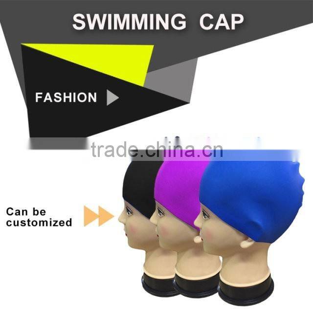 customized logo printed waterproof silicone swimming cap for long hair