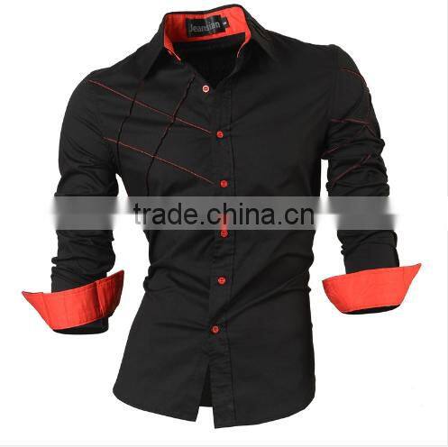 2016 New Fashion Men Long Sleeve Casual Slim Cotton Dress Shirts
