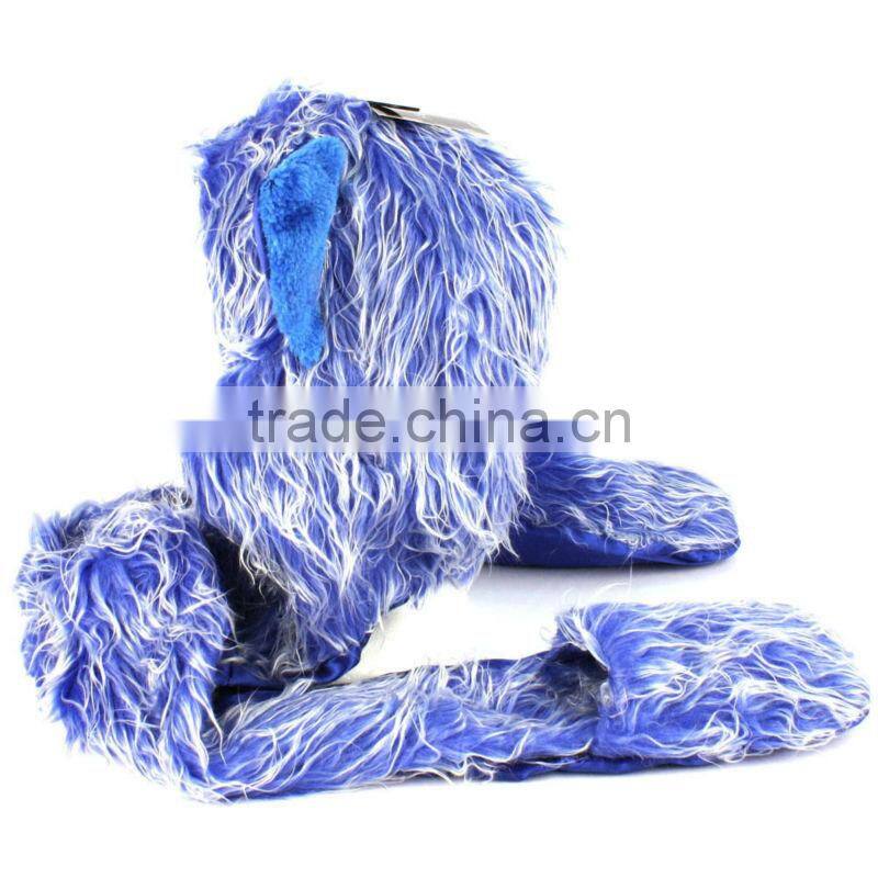 New fax fur cute adult animal winter hats with long scarf and mitten