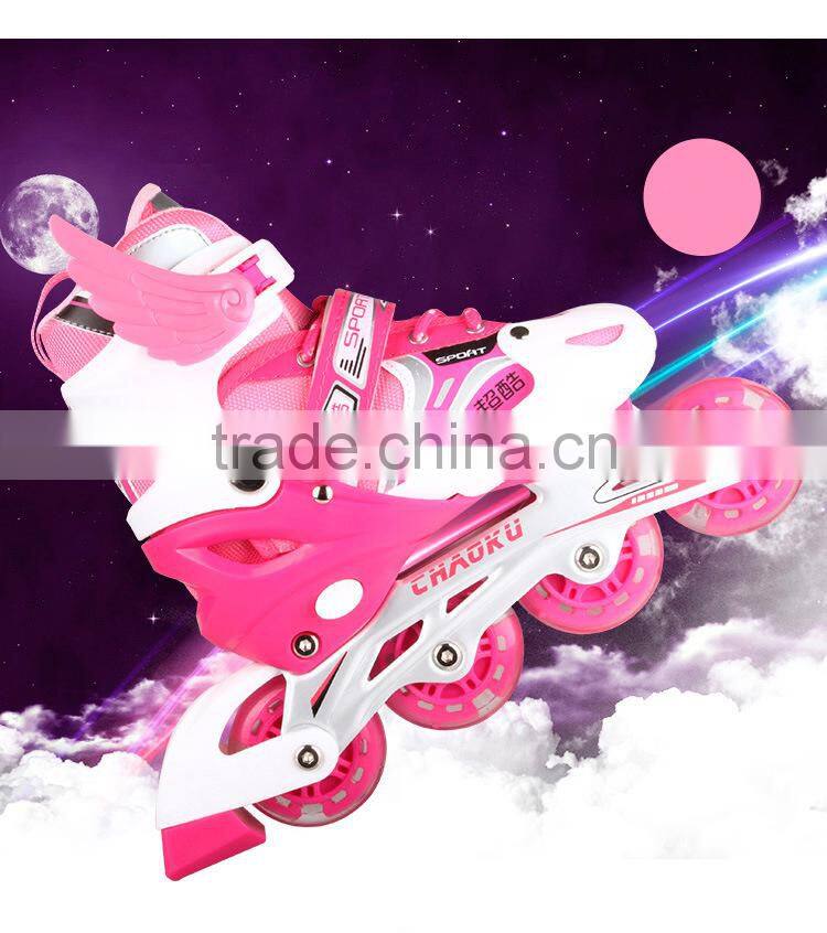 PU single flashing roller skate shoes price for kids 2017