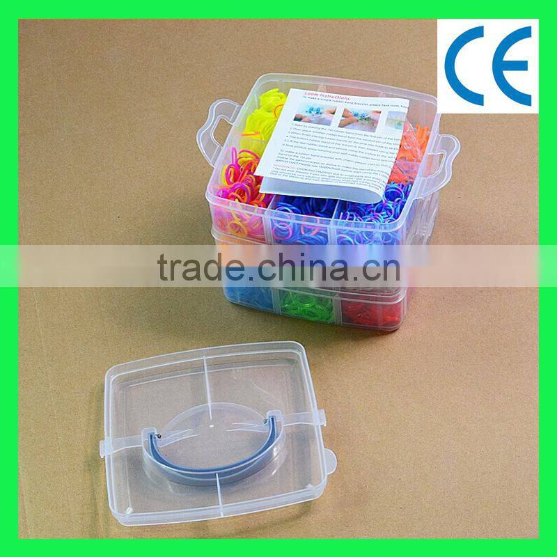 rainbow color silicone band loom kits/ DIY rainbow rubber band bracelet /colorful latex free loom bands