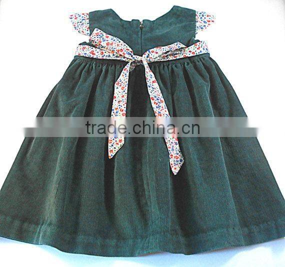 New design jasper corduroy cotton frock kids clothes western style girls party dress