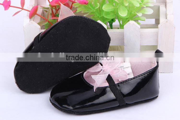 new baby leather shoe cheap wholesale shoe in china girls princess leather shoes with pink ribbon