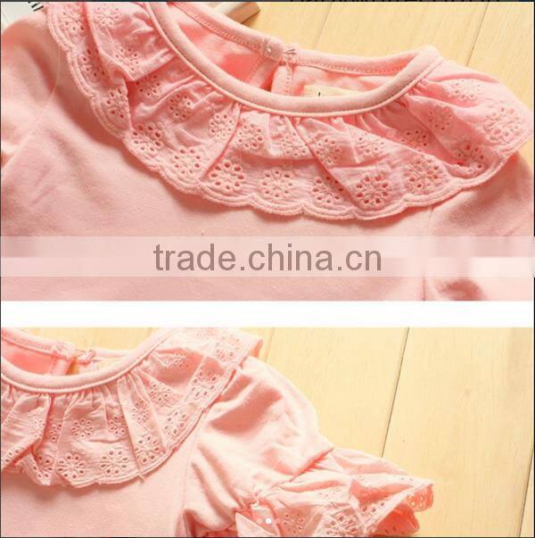 Infant Plain White Bodysuit Girls Lace Sleeve Collar Romper Boutique Baby Cotton Handmade Clothes