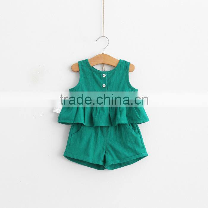 Kids Clothing Solid Color Series Clothing Set Singlet And Shorts Soft Cotton Garments