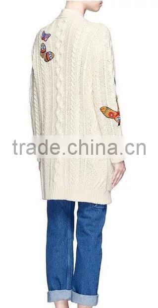 Runwaylover EY1045C Hot Sale 2017 Ladies Fashion Knitted Embroidery Coats
