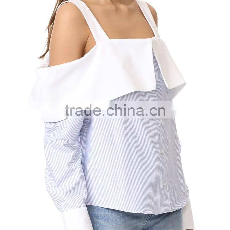 OEM Hot Ladies Turn Collar Fresh Color Poplin Skirt Office Blouse