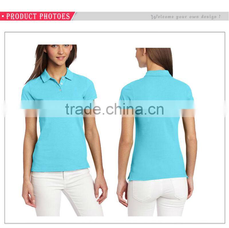 Bright blue plain polo shirt/women's embroidery polo shirt