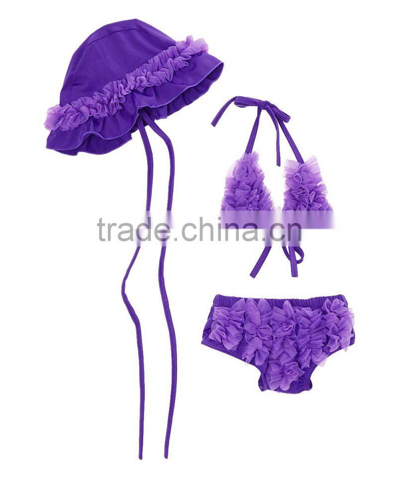 New Style Girl Clothing Set Purple Bikini And Hat Set Girls Suit Girl Wear G-NP-CS905-144