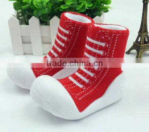 Anti-slide TPR sole baby socks, cotton sock shoes for baby