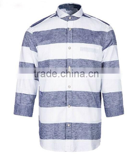 latest design one pocket oxford blue and white stripe men' s shirts