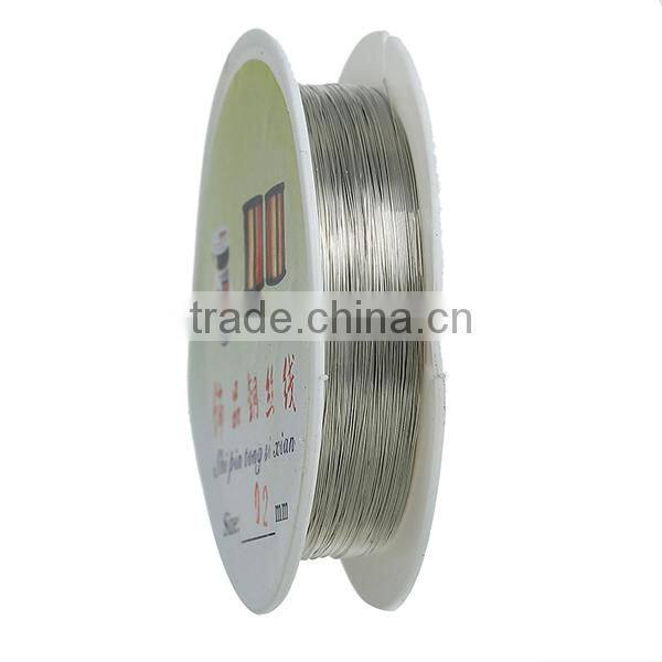 Wholesale Round Silver Tone 0.2mm 2 Rolls Copper Beading Wire Thread Cord