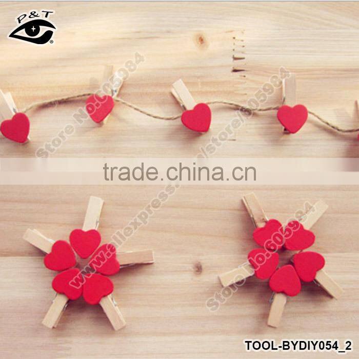 Mini Heart Love wooden craft clips For Photo Wall Papers Party DIY tools