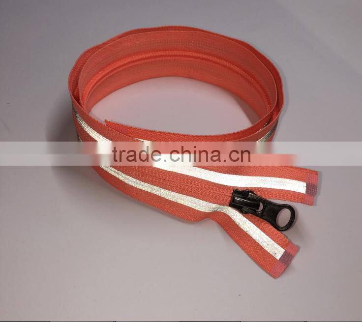Cheap EN471glow in the dark waterproof reflective nylon zipper for sweater
