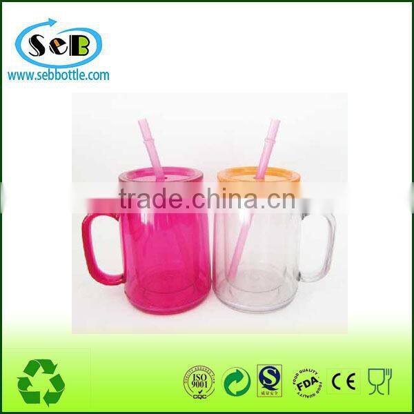 BPA FREE plastic mason jar with straw , plastic tumbler