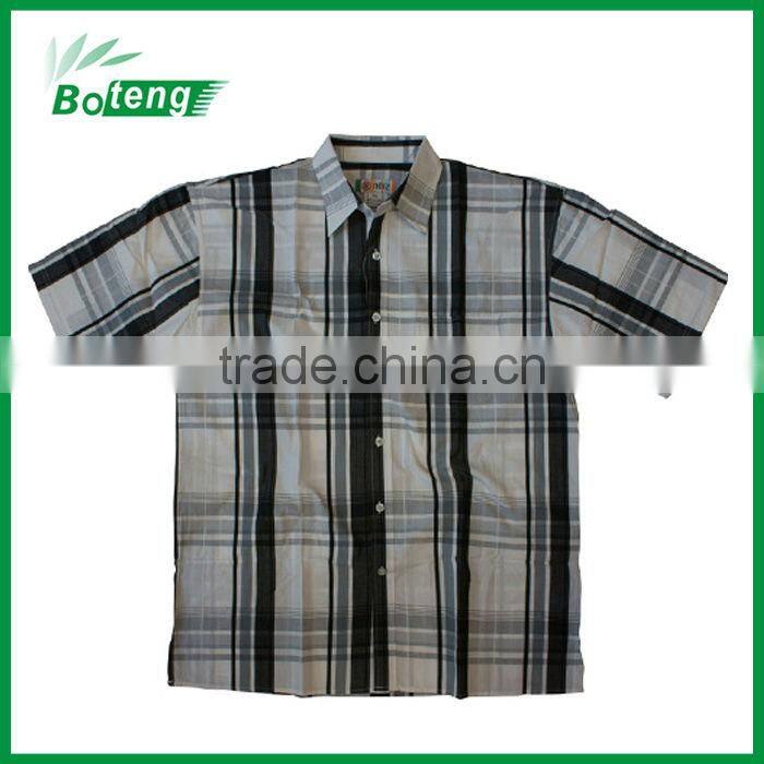 Men's yarn dyed cotton casual half sleeve muslcle shirts