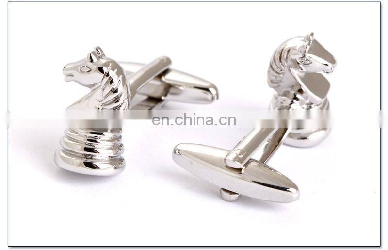 International Chess Pieces Knight Horse Men Shirt Silver Cufflink Brand