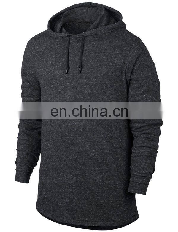 Long sleeves fleece sweater light weight pullover hoodie dark grey color