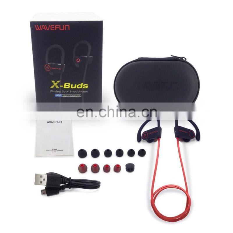 Wavefun X-Buds bluetooth headphones IPX7 waterproof wireless earbuds with bass sport CSR earphone with mic headset