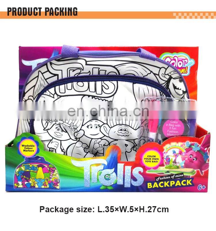Kids DIY colored drawing schoolbag painting toys watercolor backpack