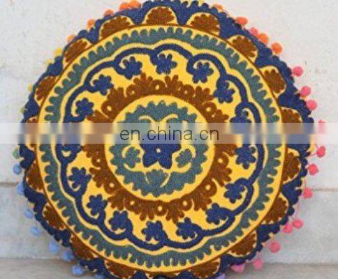 Fabric Embroidery Design Mexican Style Round pillow Cushion Cover