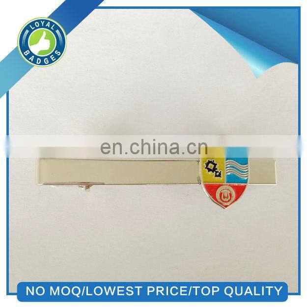 printing custom logo tie clips/ tie pin with chain