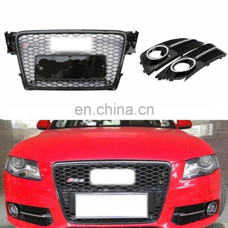 2009-2012 Honeycomb Mesh Grille + Fog light grill for Audi A4 S4 B8 8T RS4 Style